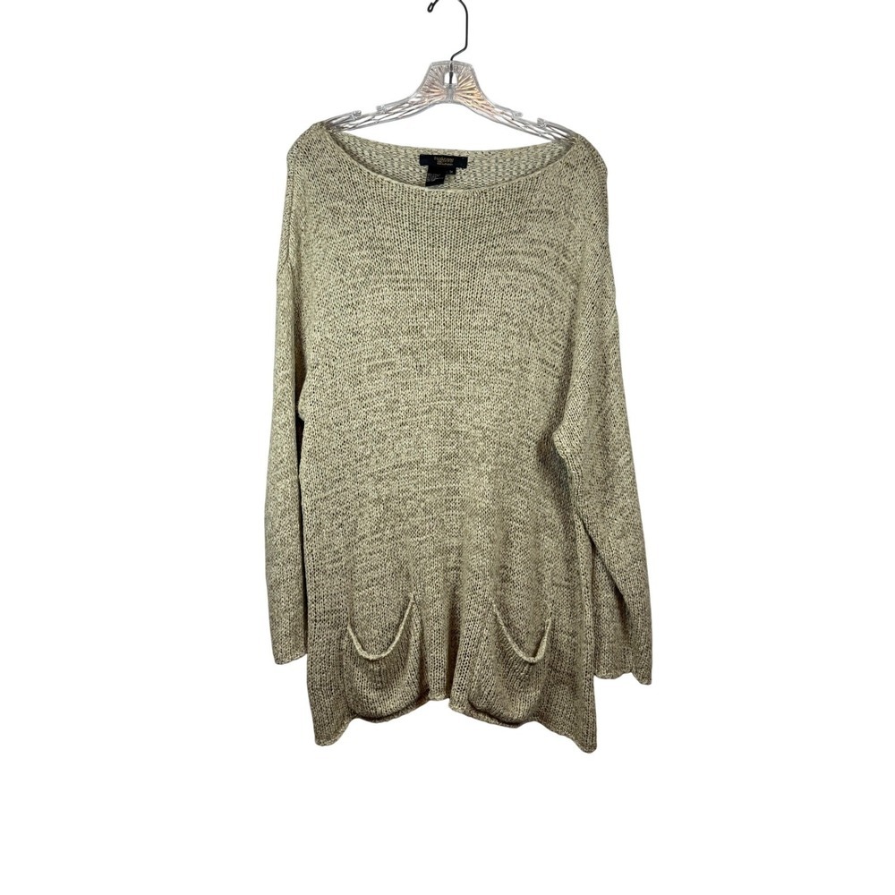 Twiggy London Oversized Knit Sweater, Dark Oatmeal, Size 1X